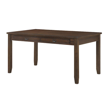 Table de salle à manger Humpty de 152 cm (60 pouces), plateau rectangulaire, 2 tiroirs, bois brun cerisier