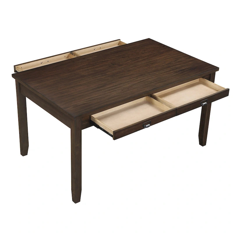 Table de salle à manger Humpty de 152 cm (60 pouces), plateau rectangulaire, 2 tiroirs, bois brun cerisier