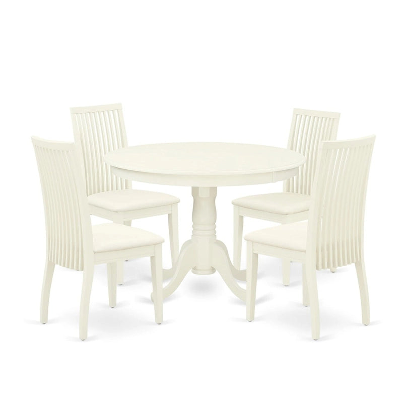Ensemble de salle à manger East West Furniture : une table en bois et des chaises de salle à manger en lin.