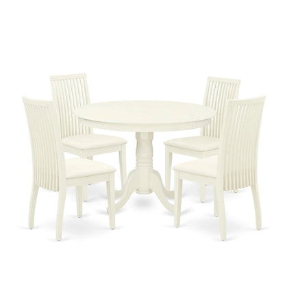 Ensemble de salle à manger East West Furniture : une table en bois et des chaises de salle à manger en lin.