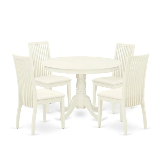 Ensemble de salle à manger East West Furniture : une table en bois et des chaises de salle à manger en lin.