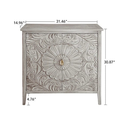 Meuble à 2 portes, style américain, idéal pour la chambre, le salon ou le bureau, gris et blanc.