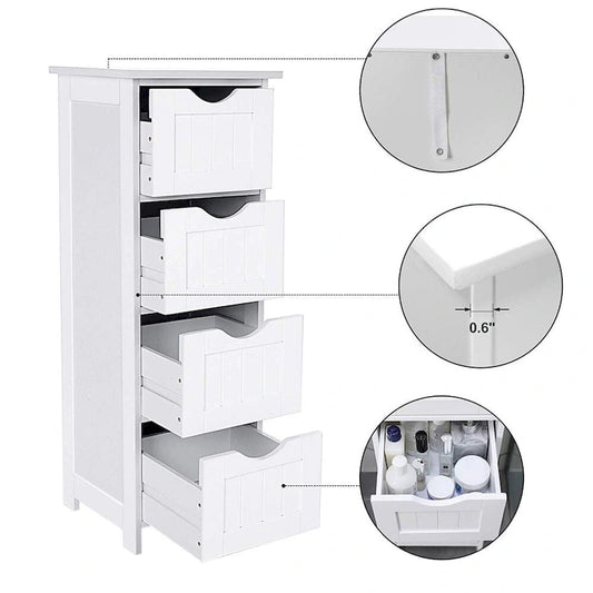 Armoire à linge de salle de bain autoportante en bois blanc de 30 cm (11,8 po)
