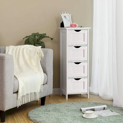 Armoire à linge de salle de bain autoportante en bois blanc de 30 cm (11,8 po)