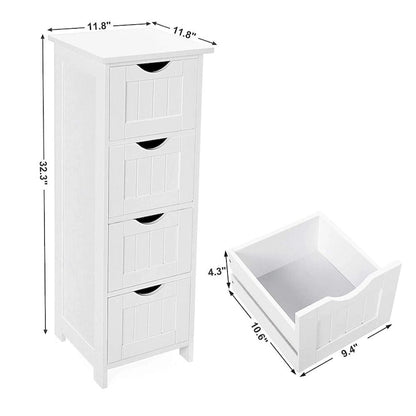 Armoire à linge de salle de bain autoportante en bois blanc de 30 cm (11,8 po)
