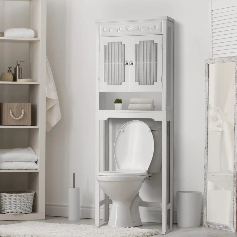 Meuble de rangement en bois Teamson Home Lisbon à placer au-dessus des toilettes