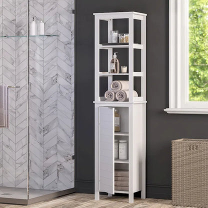 Armoire de rangement haute à une porte RiverRidge Madison pour salle de bain, avec étagères intérieures ouvertes et réglables