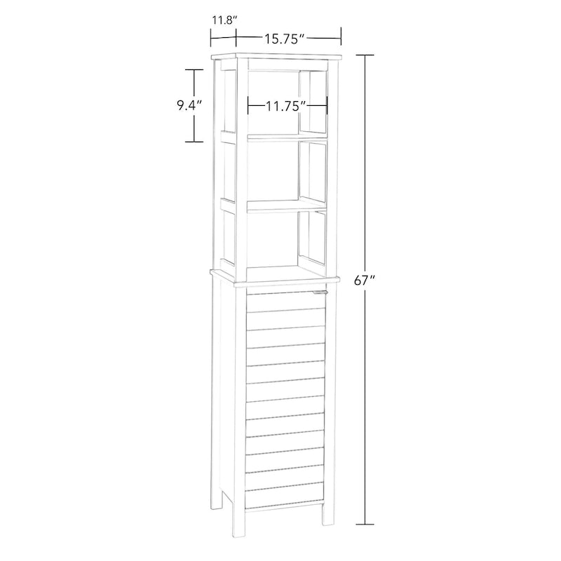 Armoire de rangement haute à une porte RiverRidge Madison pour salle de bain, avec étagères intérieures ouvertes et réglables