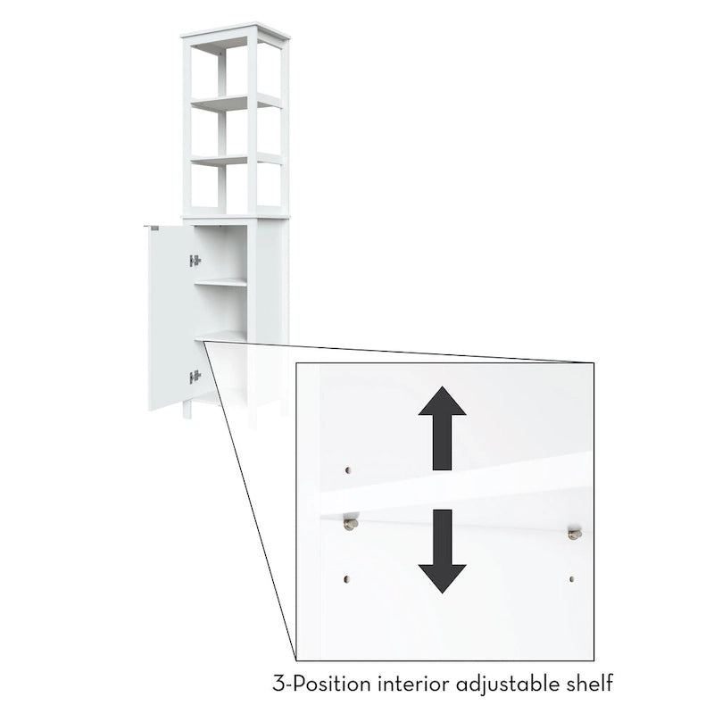 Armoire de rangement haute à une porte RiverRidge Madison pour salle de bain, avec étagères intérieures ouvertes et réglables