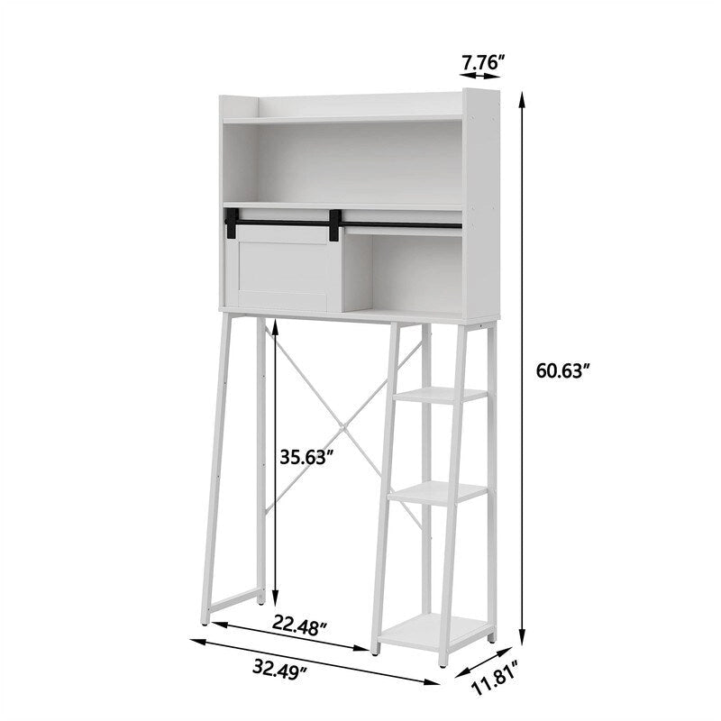 Armoire de rangement à poser au-dessus des toilettes avec porte-papier toilette intégré - 11,81 cm (P) x 32,49 cm (L) x 60,63 cm (H)