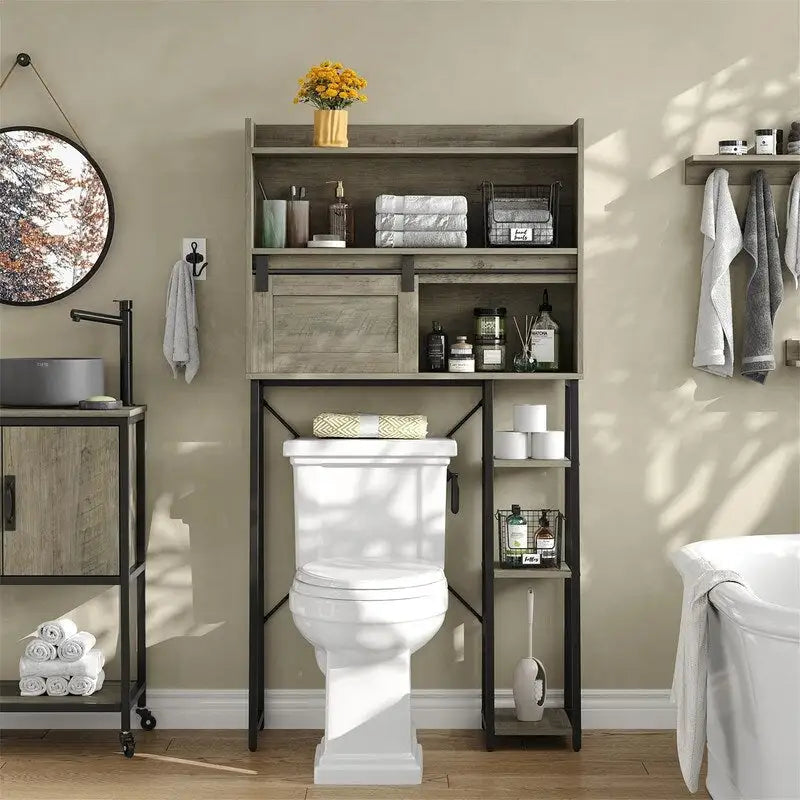 Armoire de rangement à poser au-dessus des toilettes avec porte-papier toilette intégré - 11,81 cm (P) x 32,49 cm (L) x 60,63 cm (H)