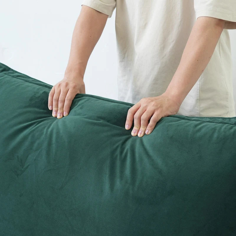 Canapé d'angle Cloud, canapé modulaire 5 places en plumes et duvet, canapé convertible en velours en forme de L avec assise large et profonde.