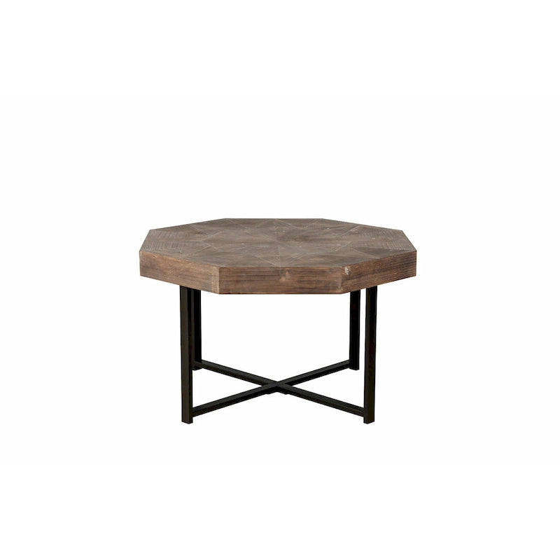 Table basse octogonale vintage patchwork en bois de 76 cm