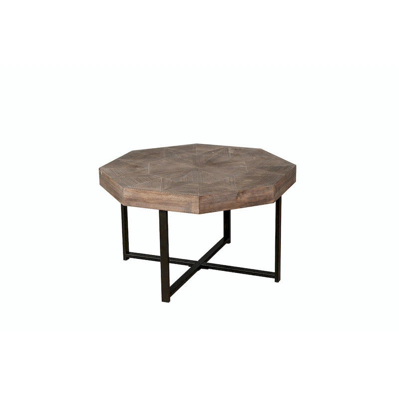 Table basse octogonale vintage patchwork en bois de 76 cm