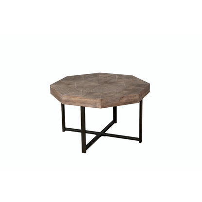 Table basse octogonale vintage patchwork en bois de 76 cm