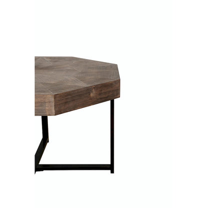 Table basse octogonale vintage patchwork en bois de 76 cm