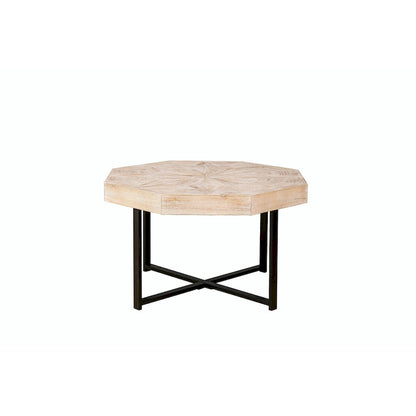Table basse octogonale vintage patchwork en bois de 76 cm