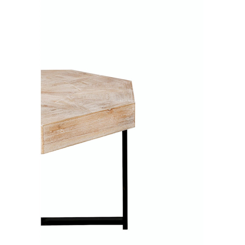 Table basse octogonale vintage patchwork en bois de 76 cm