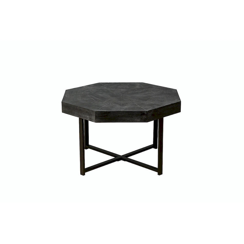 Table basse octogonale vintage patchwork en bois de 76 cm