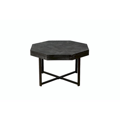 Table basse octogonale vintage patchwork en bois de 76 cm
