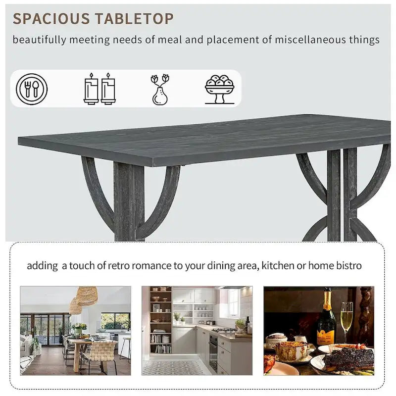 Ensemble de table à manger rectangulaire rétro 6 pièces pour 6 personnes