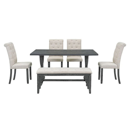 Ensemble de table à manger rectangulaire rétro 6 pièces pour 6 personnes