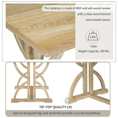 Ensemble de table à manger rectangulaire rétro 6 pièces pour 6 personnes