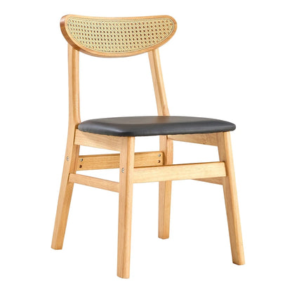 Ensemble de 2 chaises de salle à manger en bois avec petit dossier incurvé et coussin en PU