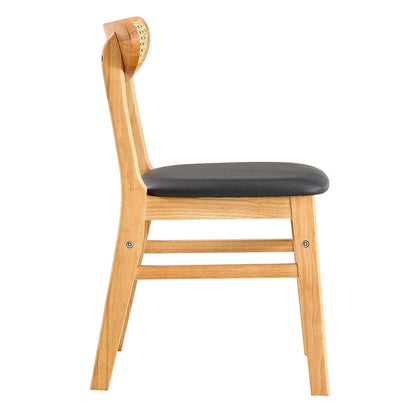 Ensemble de 2 chaises de salle à manger en bois avec petit dossier incurvé et coussin en PU