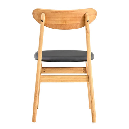 Ensemble de 2 chaises de salle à manger en bois avec petit dossier incurvé et coussin en PU