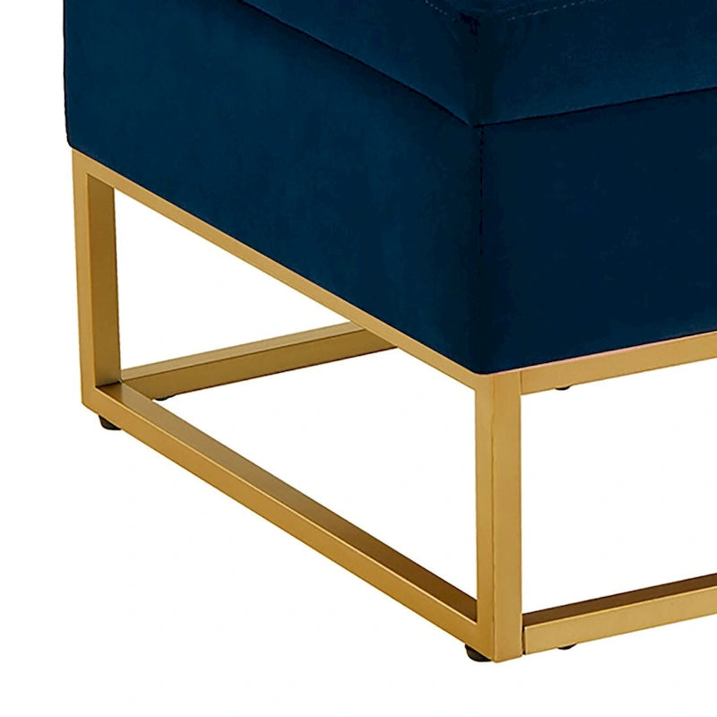 Banc de rangement moderne en velours avec assise relevable