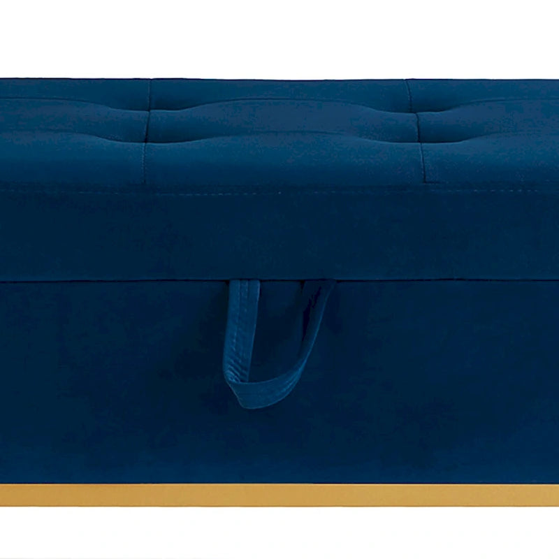 Banc de rangement moderne en velours avec assise relevable