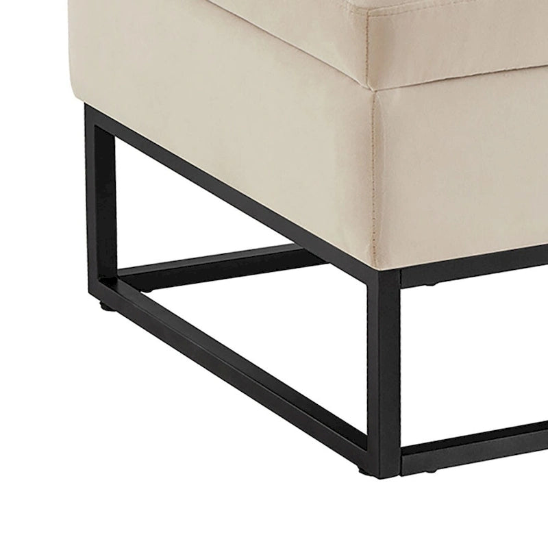 Banc de rangement moderne en velours avec assise relevable