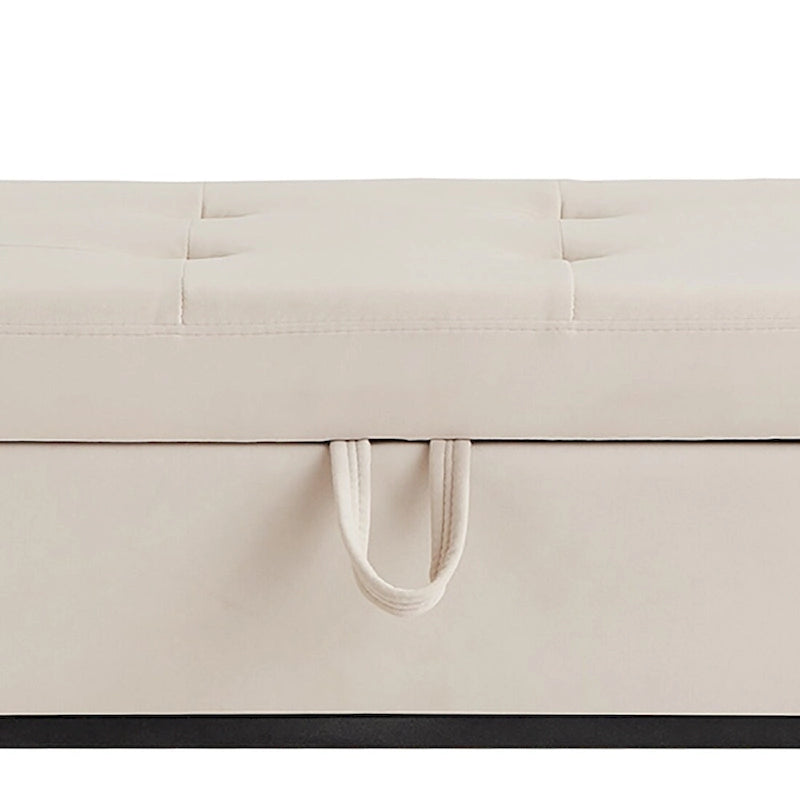 Banc de rangement moderne en velours avec assise relevable