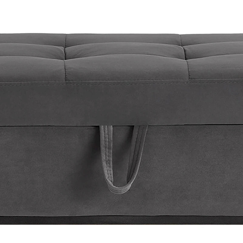 Banc de rangement moderne en velours avec assise relevable