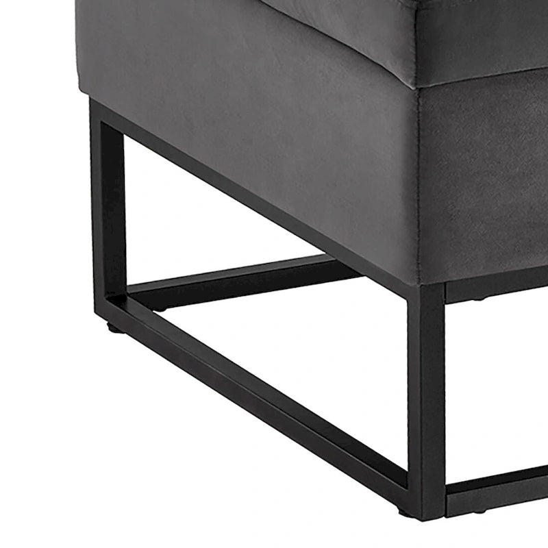 Banc de rangement moderne en velours avec assise relevable