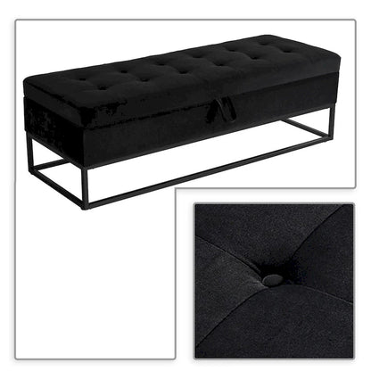 Banc de rangement moderne en velours avec assise relevable