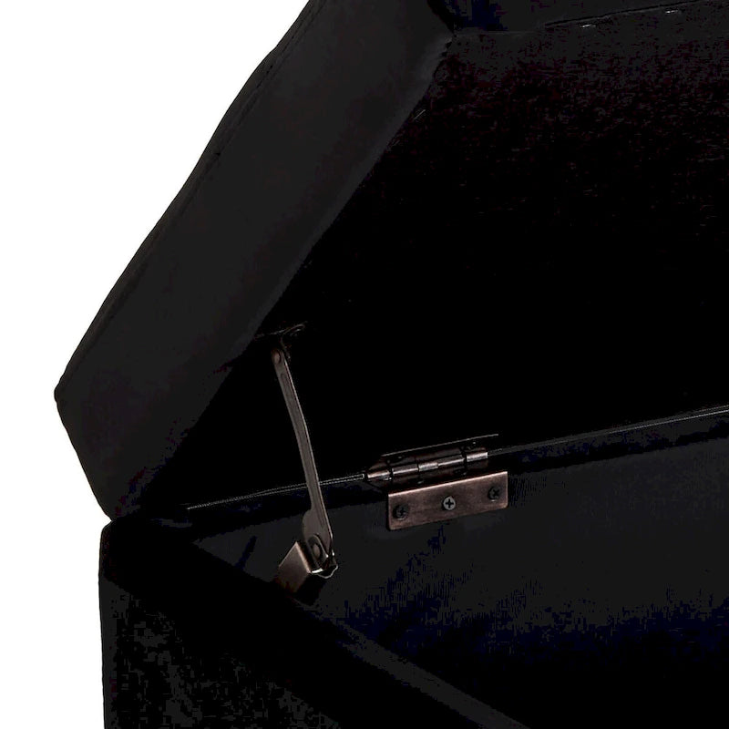 Banc de rangement moderne en velours avec assise relevable