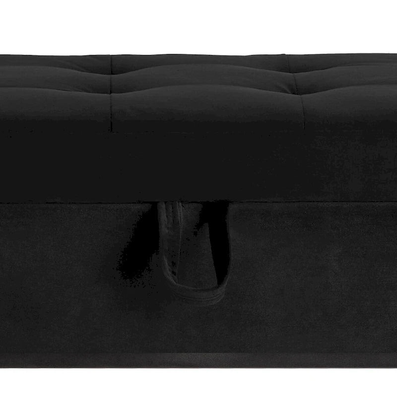 Banc de rangement moderne en velours avec assise relevable