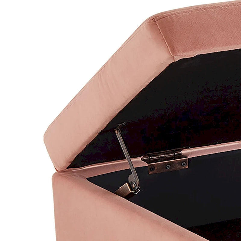 Banc de rangement moderne en velours avec assise relevable