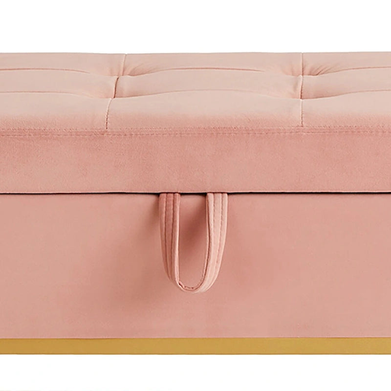Banc de rangement moderne en velours avec assise relevable