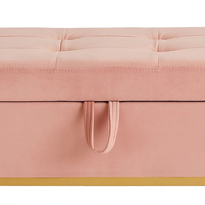 Banc de rangement moderne en velours avec assise relevable