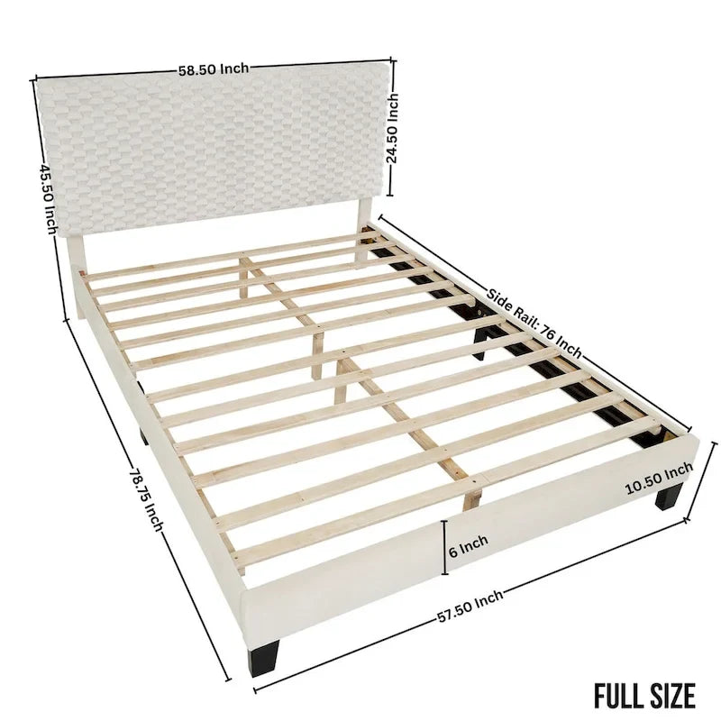 Lit plateforme rembourré 3D Roundhill Findlay Plush, couleur blanc tourterelle
