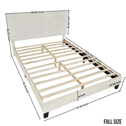 Lit plateforme rembourré 3D Roundhill Findlay Plush, couleur blanc tourterelle