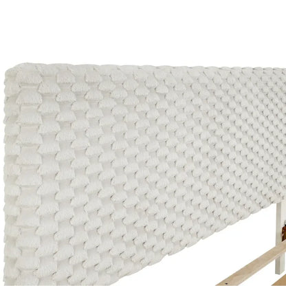 Lit plateforme rembourré 3D Roundhill Findlay Plush, couleur blanc tourterelle