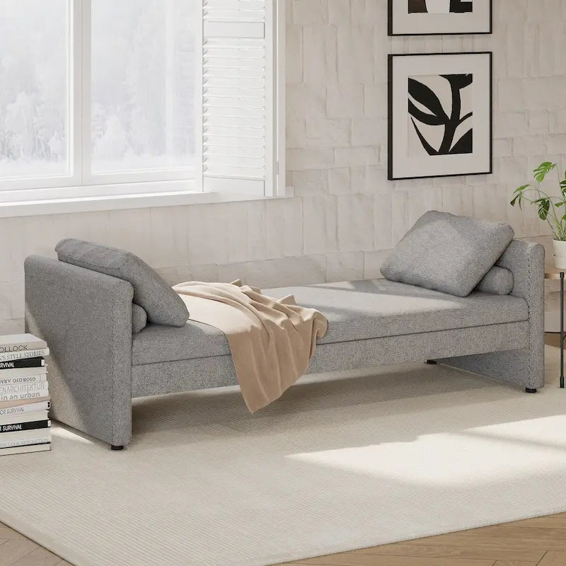 Méridienne moderne capitonnée avec coussins, petite méridienne simple pour salon