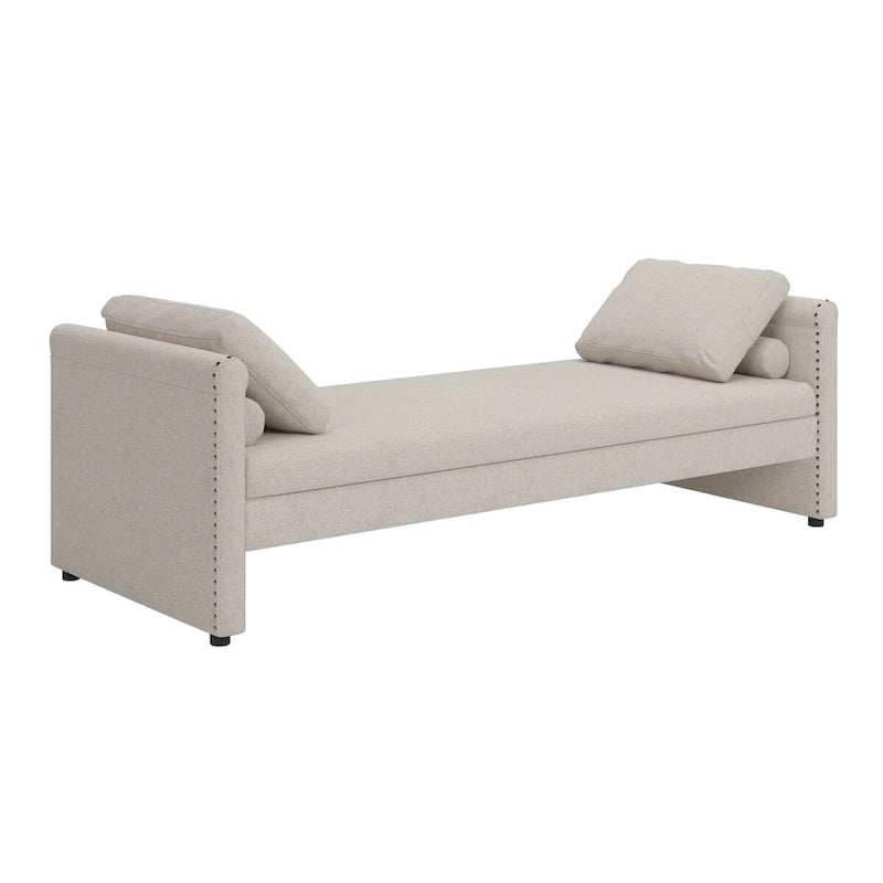 Méridienne moderne capitonnée avec coussins, petite méridienne simple pour salon