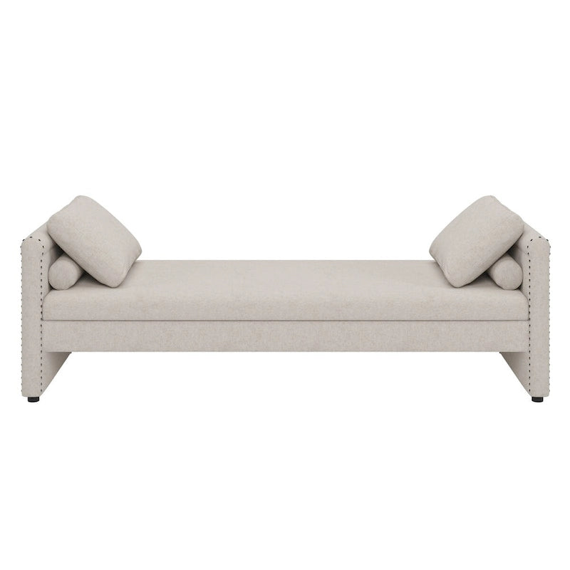 Méridienne moderne capitonnée avec coussins, petite méridienne simple pour salon