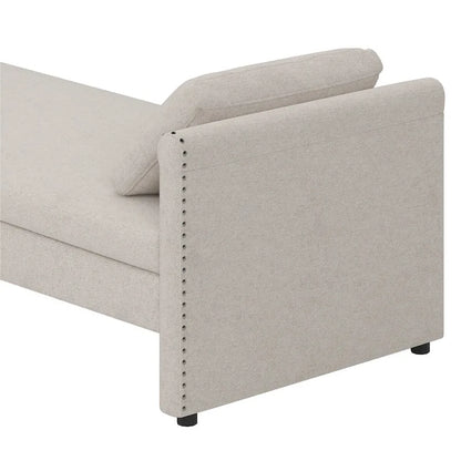 Méridienne moderne capitonnée avec coussins, petite méridienne simple pour salon