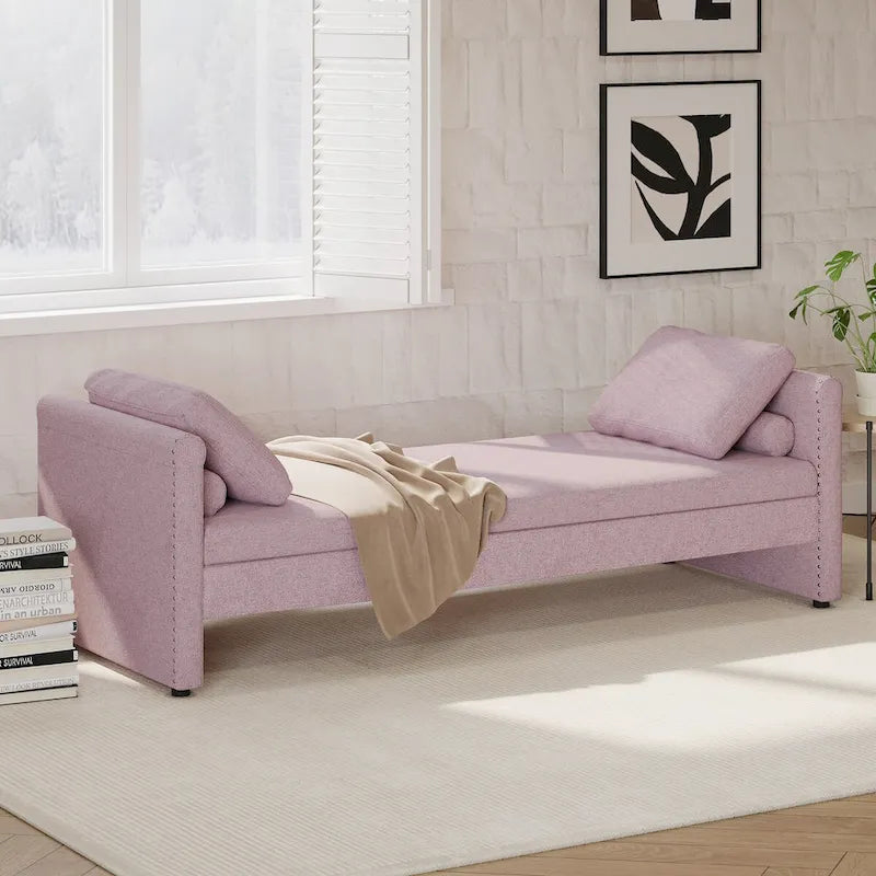 Méridienne moderne capitonnée avec coussins, petite méridienne simple pour salon